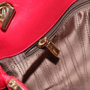 Salvatore Ferragamo Gancini Chain Shoulder Bag Leather Red Gold Auth 117738-26