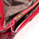 Salvatore Ferragamo Gancini Chain Shoulder Bag Leather Red Gold Auth 117738-28