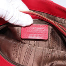 Salvatore Ferragamo Gancini Chain Shoulder Bag Leather Red Gold Auth 117738-11