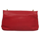 Salvatore Ferragamo Gancini Chain Shoulder Bag Leather Red Gold Auth 117738-2