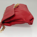 Salvatore Ferragamo Gancini Chain Shoulder Bag Leather Red Gold Auth 117738-4