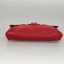 Salvatore Ferragamo Gancini Chain Shoulder Bag Leather Red Gold Auth 117738-5