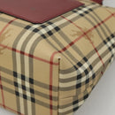 BURBERRY Nova Check Tote Bag PVC Beige Silver Auth 117740-9