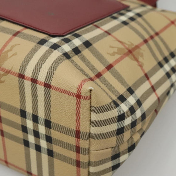 BURBERRY Nova Check Tote Bag PVC Beige Silver Auth 117740