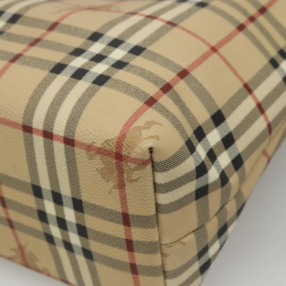 BURBERRY Nova Check Tote Bag PVC Beige Silver Auth 117740