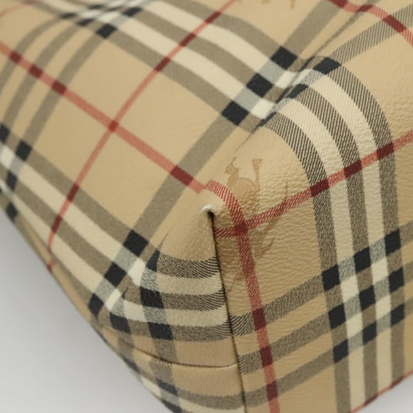 BURBERRY Nova Check Tote Bag PVC Beige Silver Auth 117740