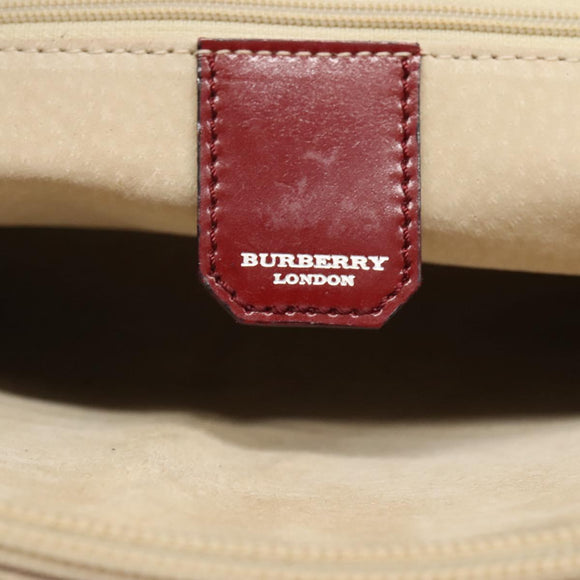 BURBERRY Nova Check Tote Bag PVC Beige Silver Auth 117740