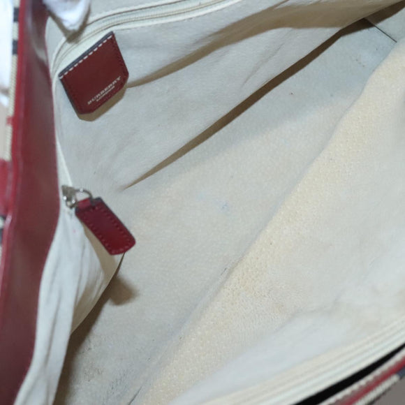 BURBERRY Nova Check Tote Bag PVC Beige Silver Auth 117740