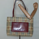 BURBERRY Nova Check Tote Bag PVC Beige Silver Auth 117740-24