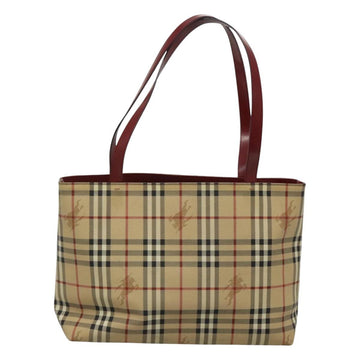 BURBERRY Nova Check Tote Bag PVC Beige Silver Auth 117740 - 0