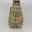 BURBERRY Nova Check Tote Bag PVC Beige Silver Auth 117740-4