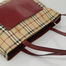 BURBERRY Nova Check Tote Bag PVC Beige Silver Auth 117740-6