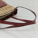 BURBERRY Nova Check Tote Bag PVC Beige Silver Auth 117740-7