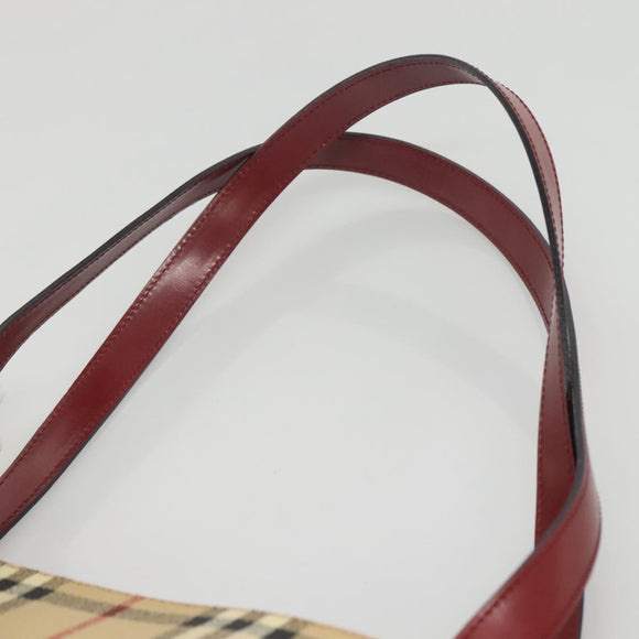 BURBERRY Nova Check Tote Bag PVC Beige Silver Auth 117740