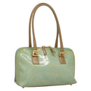 FENDI Zucchino Canvas Hand Bag Enamel Light Blue Gold Auth 117743-1