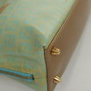 FENDI Zucchino Canvas Hand Bag Enamel Light Blue Gold Auth 117743-14