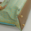 FENDI Zucchino Canvas Hand Bag Enamel Light Blue Gold Auth 117743-9