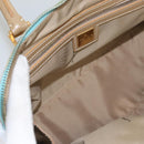 FENDI Zucchino Canvas Hand Bag Enamel Light Blue Gold Auth 117743-12