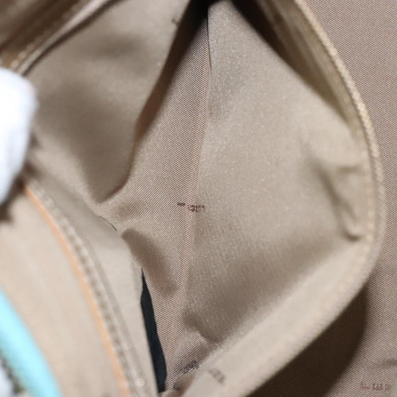 FENDI Zucchino Canvas Hand Bag Enamel Light Blue Gold Auth 117743