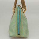 FENDI Zucchino Canvas Hand Bag Enamel Light Blue Gold Auth 117743-4
