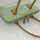 FENDI Zucchino Canvas Hand Bag Enamel Light Blue Gold Auth 117743-6