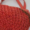 BURBERRY Blue Label Tote Bag Raffia Orange Auth 117747-14