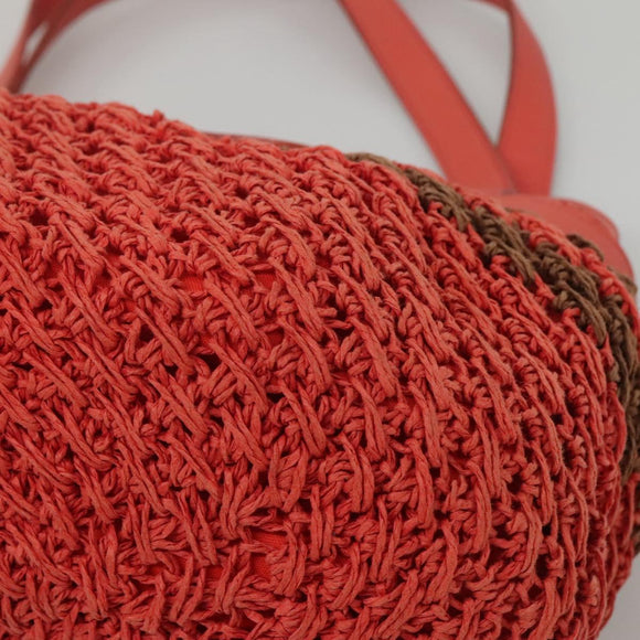 BURBERRY Blue Label Tote Bag Raffia Orange Auth 117747