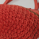 BURBERRY Blue Label Tote Bag Raffia Orange Auth 117747-15