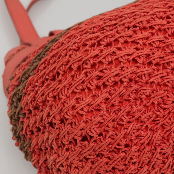 BURBERRY Blue Label Tote Bag Raffia Orange Auth 117747