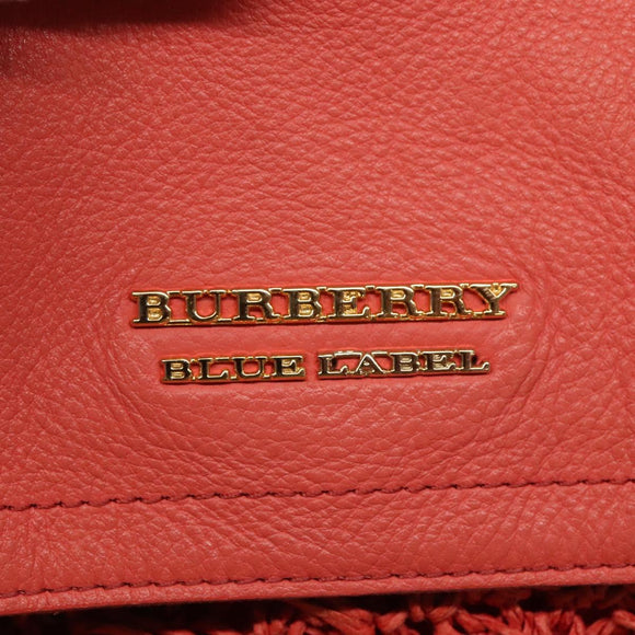 BURBERRY Blue Label Tote Bag Raffia Orange Auth 117747