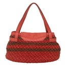 BURBERRY Blue Label Tote Bag Raffia Orange Auth 117747-2