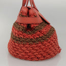 BURBERRY Blue Label Tote Bag Raffia Orange Auth 117747-3