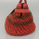 BURBERRY Blue Label Tote Bag Raffia Orange Auth 117747-4