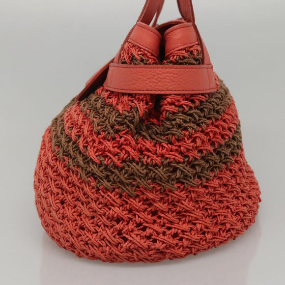 BURBERRY Blue Label Tote Bag Raffia Orange Auth 117747