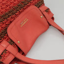 BURBERRY Blue Label Tote Bag Raffia Orange Auth 117747-6