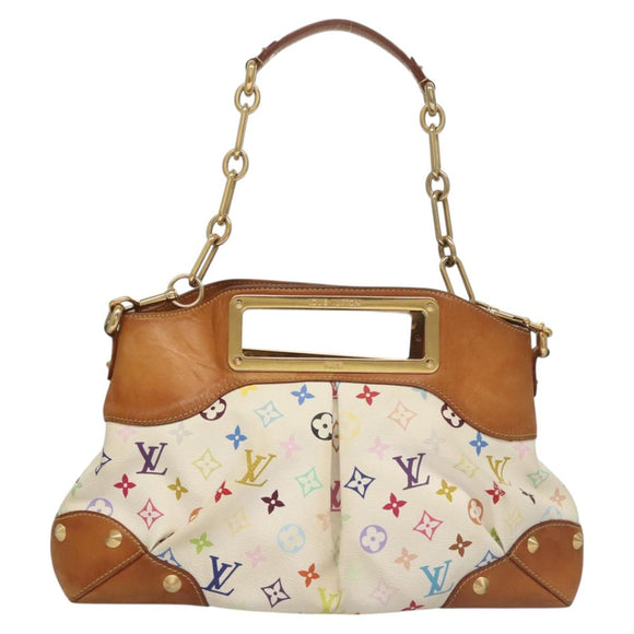 LOUIS VUITTON Monogram Multicolor Judy MM Hand Bag 2Way White M40255 Auth 117752