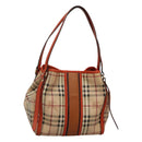 BURBERRY Nova Check Tote Bag PVC Leather Beige Brown Auth 117753-1