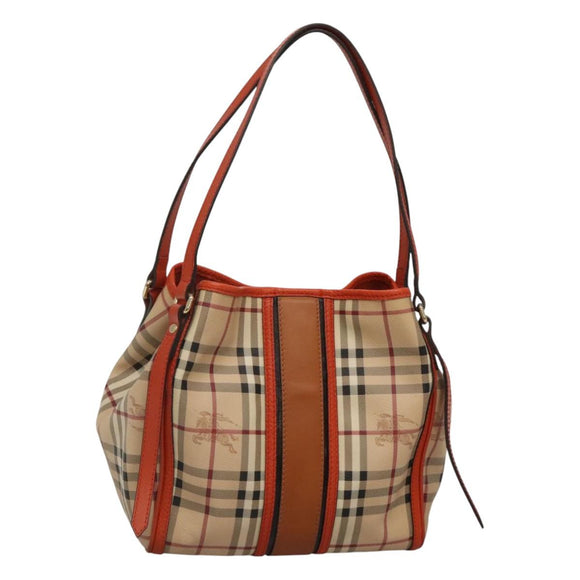 BURBERRY Nova Check Tote Bag PVC Leather Beige Brown Auth 117753