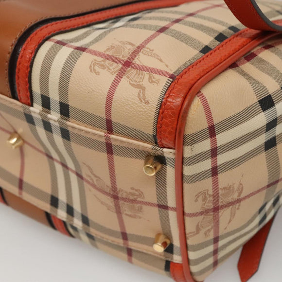 BURBERRY Nova Check Tote Bag PVC Leather Beige Brown Auth 117753