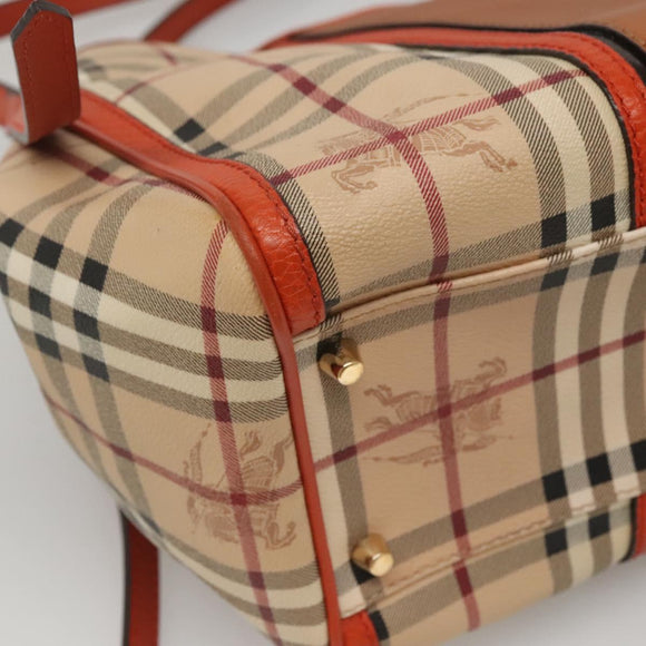 BURBERRY Nova Check Tote Bag PVC Leather Beige Brown Auth 117753