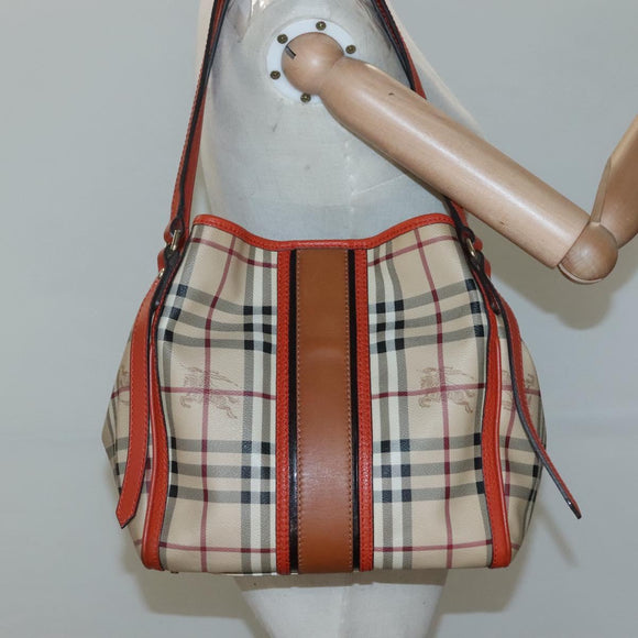 BURBERRY Nova Check Tote Bag PVC Leather Beige Brown Auth 117753