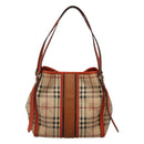 BURBERRY Nova Check Tote Bag PVC Leather Beige Brown Auth 117753-13