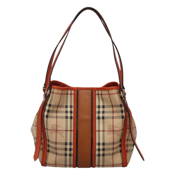 BURBERRY Nova Check Tote Bag PVC Leather Beige Brown Auth 117753