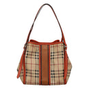 BURBERRY Nova Check Tote Bag PVC Leather Beige Brown Auth 117753-2