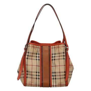 BURBERRY Nova Check Tote Bag PVC Leather Beige Brown Auth 117753 - 0