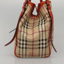 BURBERRY Nova Check Tote Bag PVC Leather Beige Brown Auth 117753-3