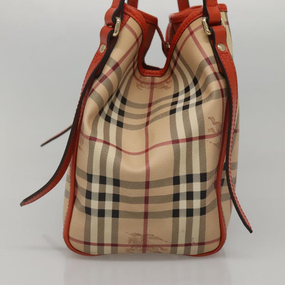 BURBERRY Nova Check Tote Bag PVC Leather Beige Brown Auth 117753