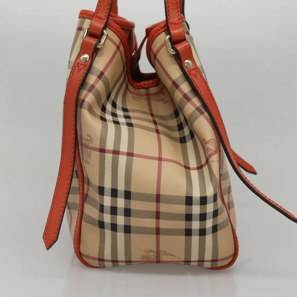 BURBERRY Nova Check Tote Bag PVC Leather Beige Brown Auth 117753