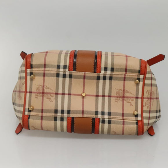 BURBERRY Nova Check Tote Bag PVC Leather Beige Brown Auth 117753