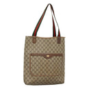 GUCCI GG Supreme Web Sherry Line Tote Bag PVC Beige Green Red Auth 117760-1